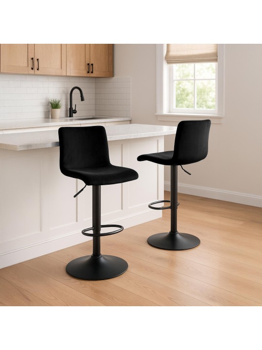 Barkruk Hoover fluweel B, zwart