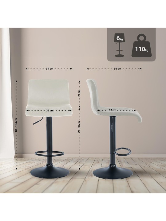 Barkruk Hoover fluweel B, crème