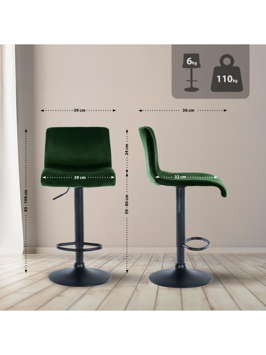 Barkruk Hoover fluweel B, groen