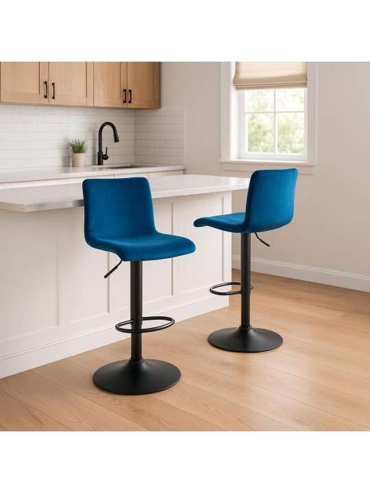 Barkruk Hoover fluweel B, blauw