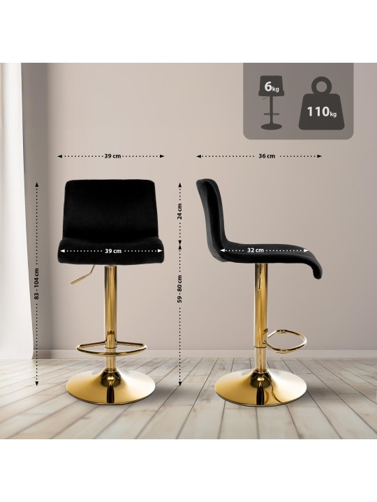 Barkruk Hoover fluweel G, zwart