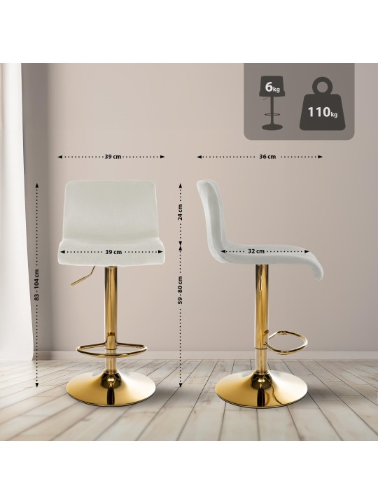 Barkruk Hoover fluweel G, crème