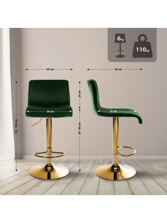 Barkruk Hoover fluweel G, groen