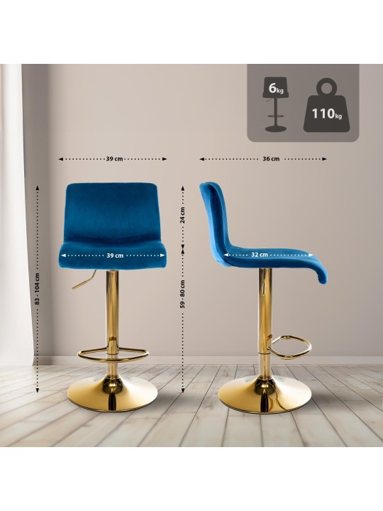 Barkruk Hoover fluweel G, blauw