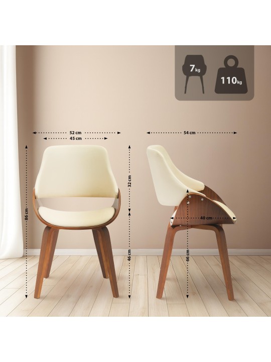 Set van 2 eetkamerstoelen Vangale, walnoot/crème Set van 2 eetkamerstoelen Vangale, walnoot/crème