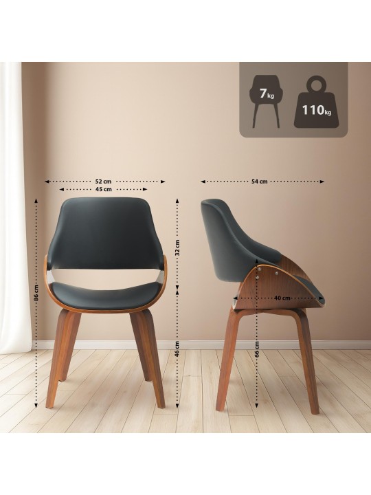 Set van 2 eetkamerstoelen Vangale, walnoot/zwart Set van 2 eetkamerstoelen Vangale, walnoot/zwart