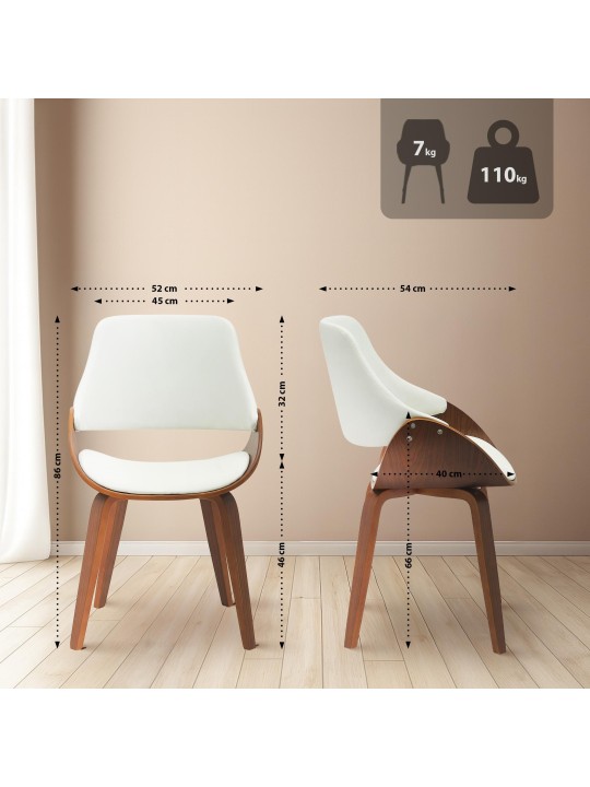 Set van 2 eetkamerstoelen Vangale, walnoot/wit Set van 2 eetkamerstoelen Vangale, walnoot/wit