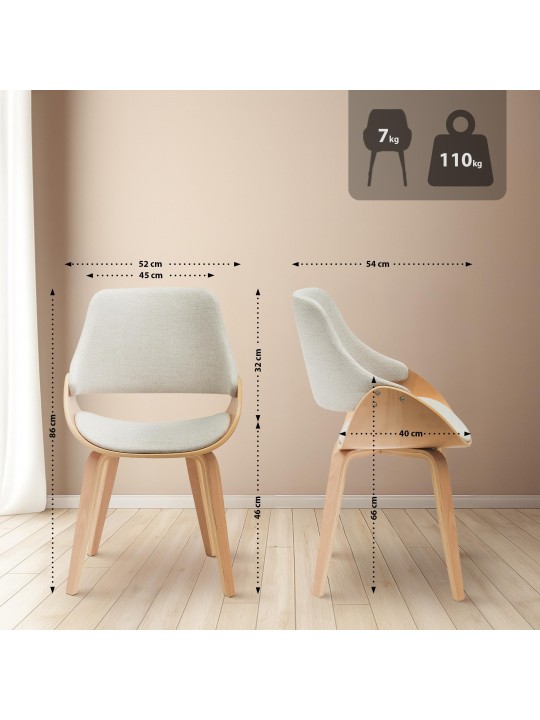 Set van 2 eetkamerstoelen Vangale, naturel/crème Set van 2 eetkamerstoelen Vangale, naturel/crème