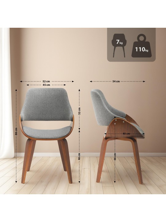 Set van 2 eetkamerstoelen Vangale, walnoot/donkergrijs Set van 2 eetkamerstoelen Vangale, walnoot/donkergrijs