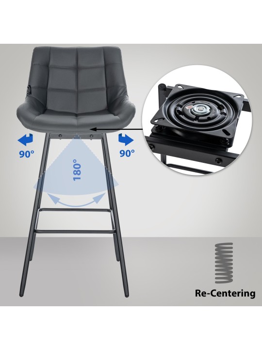 Set van 4 Weston draaibare barkrukken van kunstleer, grijs