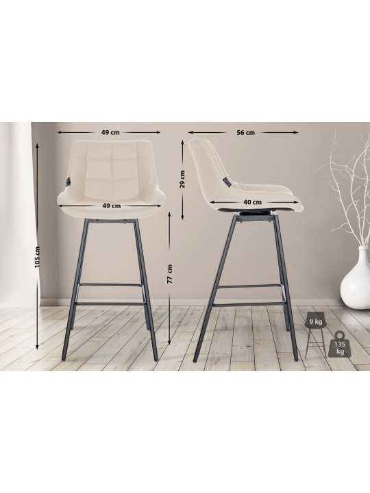 Set van 4 Weston draaibare barkrukken van kunstleer, crème