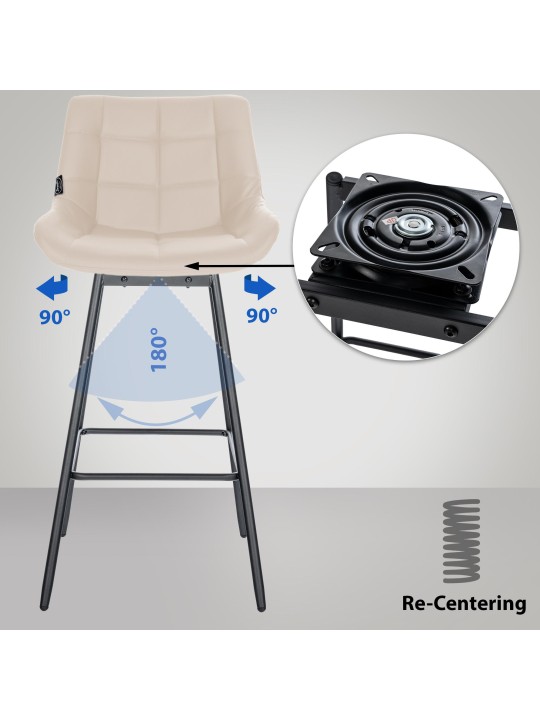 Set van 4 Weston draaibare barkrukken van kunstleer, crème