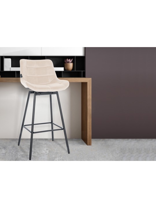 Set van 4 Weston draaibare fluwelen barkrukken, crème