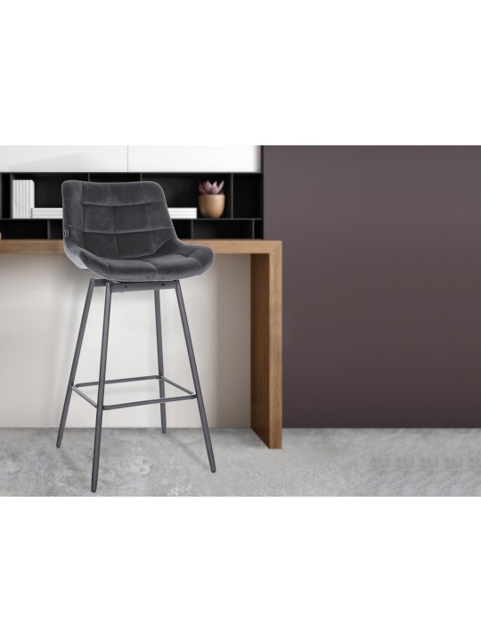 Set van 4 Weston draaibare fluwelen barkrukken, donkergrijs