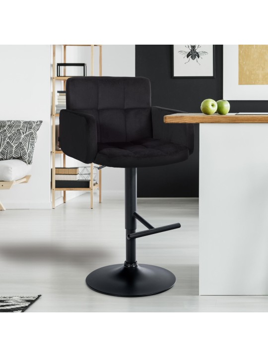 Set van 2 barkrukken Los Angeles fluweel, zwart