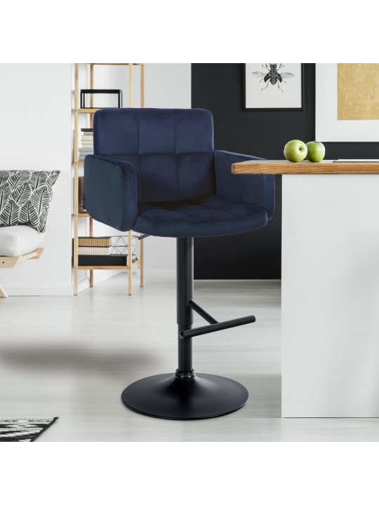 Set van 2 barkrukken Los Angeles fluweel, blauw