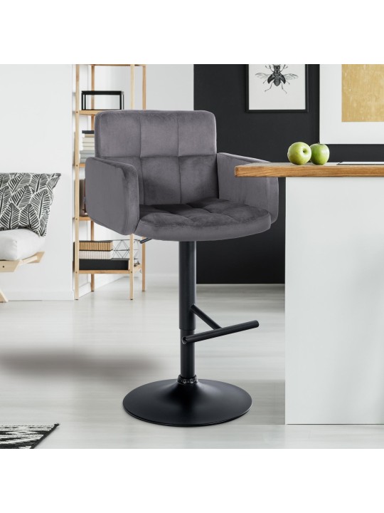 Set van 2 barkrukken Los Angeles fluweel, donkergrijs Set van 2 barkrukken Los Angeles fluweel, donkergrijs