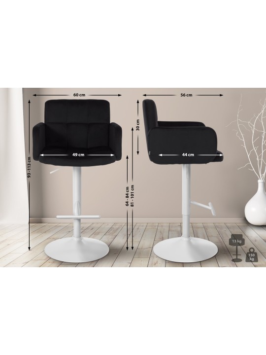 Set van 2 barkrukken Los Angeles fluweel, zwart