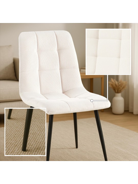 Set van 2 eetkamerstoelen Antibes Cord, crème