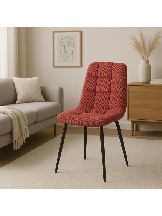 Set van 2 eetkamerstoelen Antibes Cord, bordeauxrood