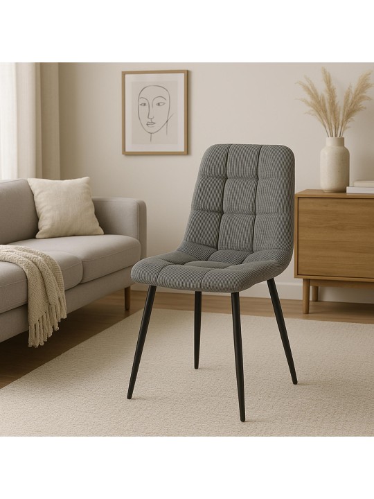 Set van 2 eetkamerstoelen Antibes Cord, grijs