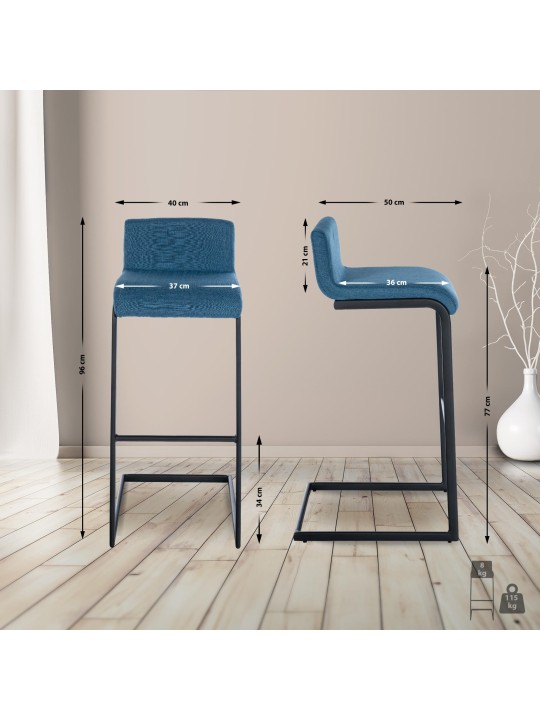 Set van 2 barkrukken Newport B stof, blauw