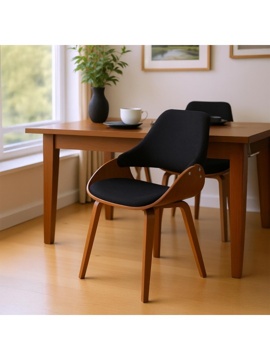Set van 2 eetkamerstoelen Vangale, walnoot/zwart