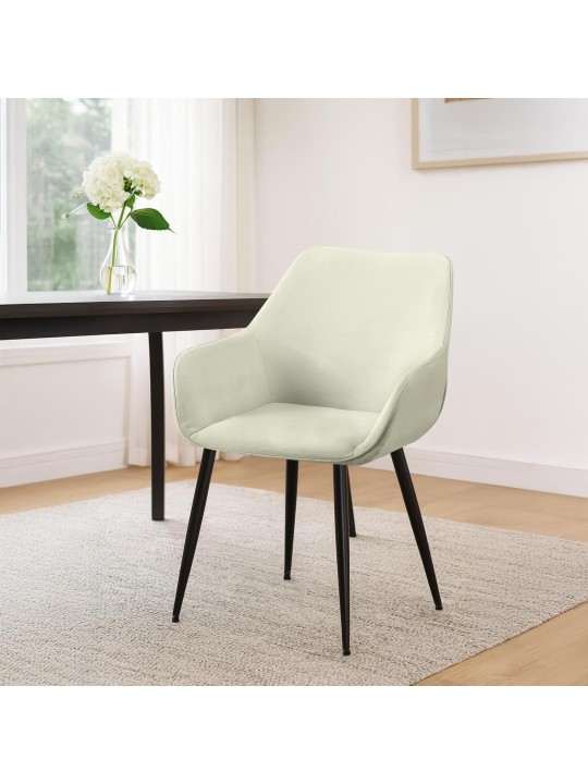 Set van 2 eetkamerstoelen Vessa stof, crème