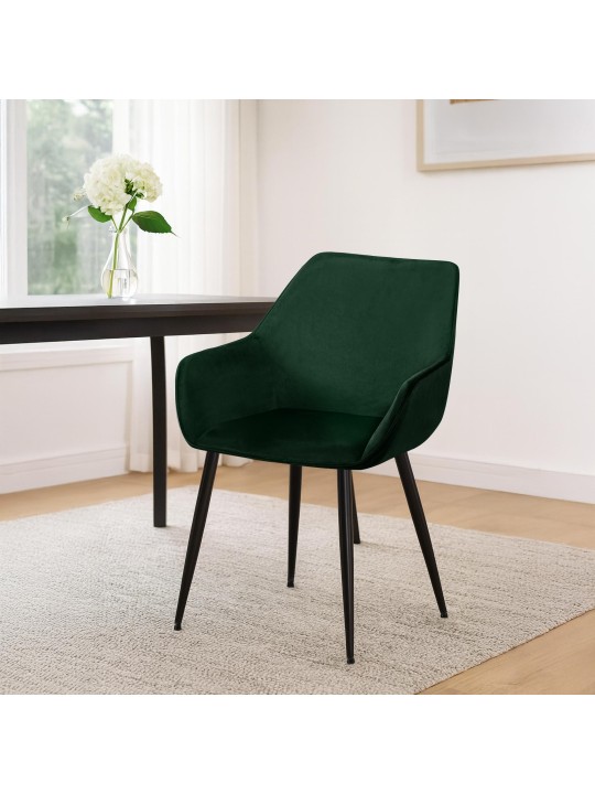 Set van 2 eetkamerstoelen Vessa fluweel, groen