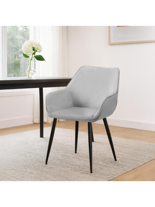 Set van 2 eetkamerstoelen Vessa fluweel, lichtgrijs