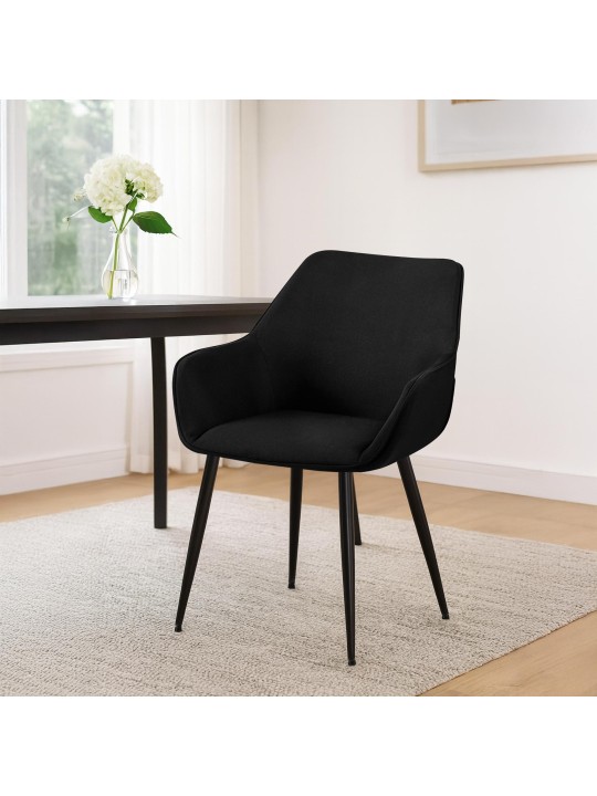 Set van 2 eetkamerstoelen Vessa stof, zwart