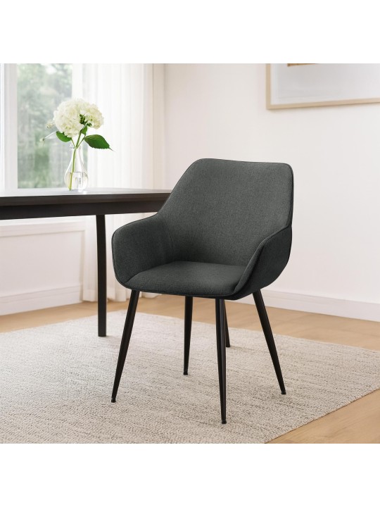 Set van 2 eetkamerstoelen Vessa stof, donkergrijs