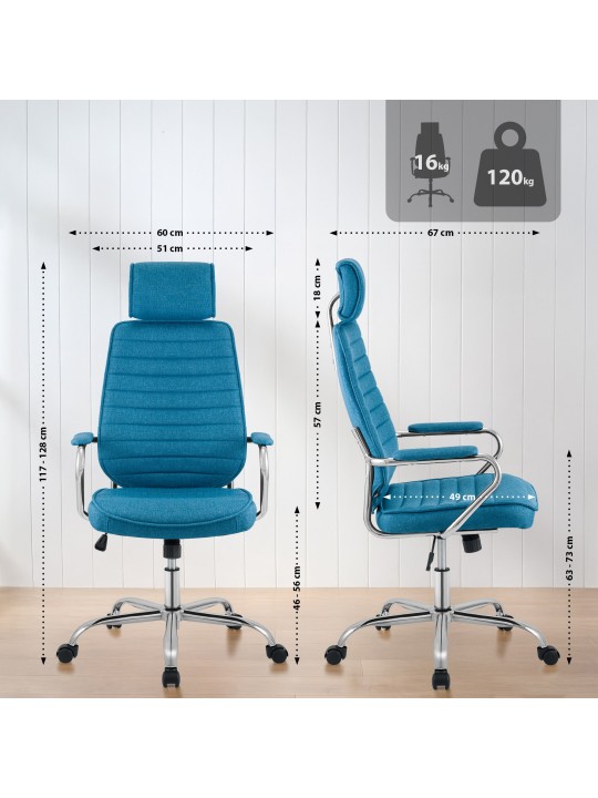 Bureaustoel Rako stof, blauw