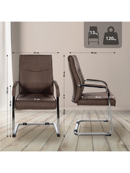 Set van 2 bezoekersstoelen Hobart stof, bruin Set van 2 bezoekersstoelen Hobart stof, bruin