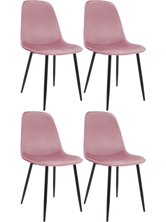 Set van 4 eetkamerstoelen Maryam fluweel, roze Set van 4 eetkamerstoelen Maryam fluweel, roze