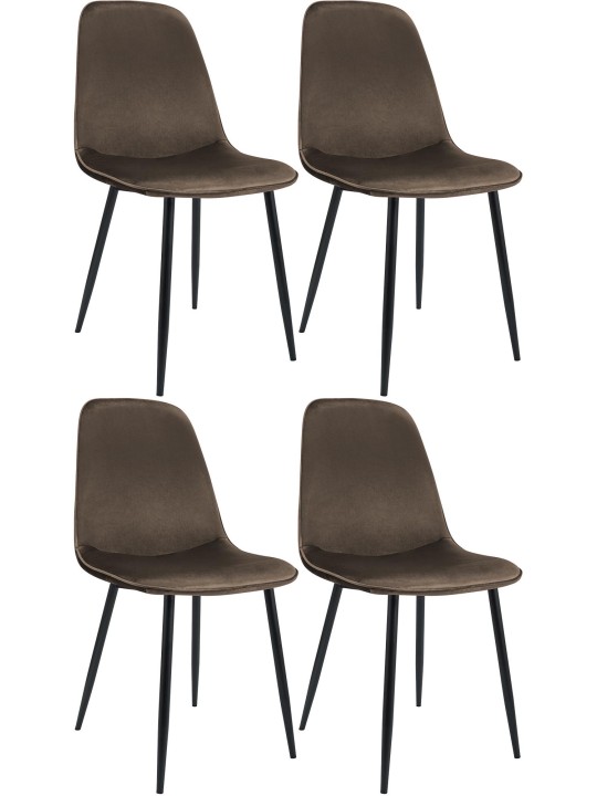 Set van 4 eetkamerstoelen Maryam fluweel, bruin Set van 4 eetkamerstoelen Maryam fluweel, bruin