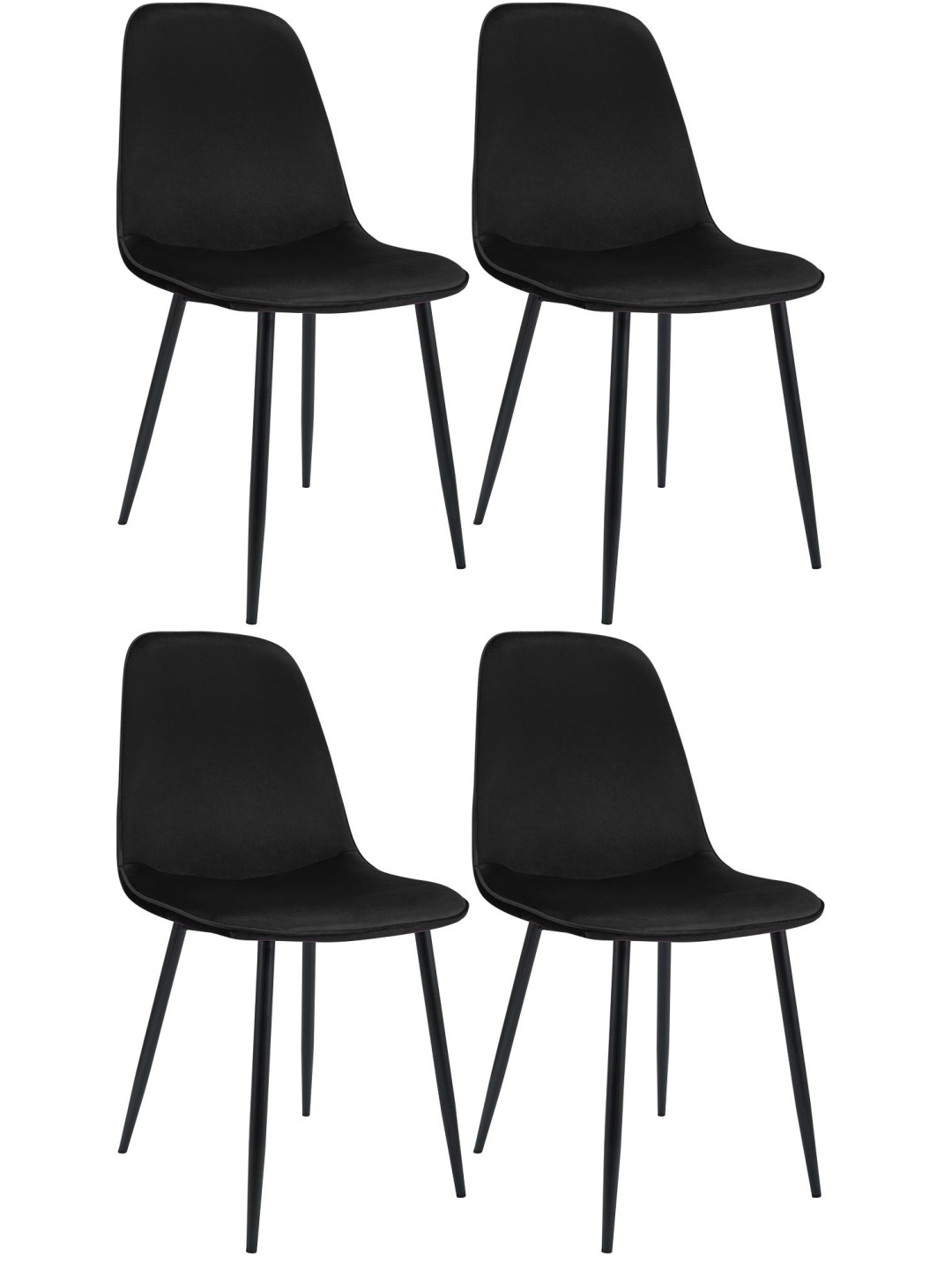 Set van 4 eetkamerstoelen Maryam fluweel, zwart