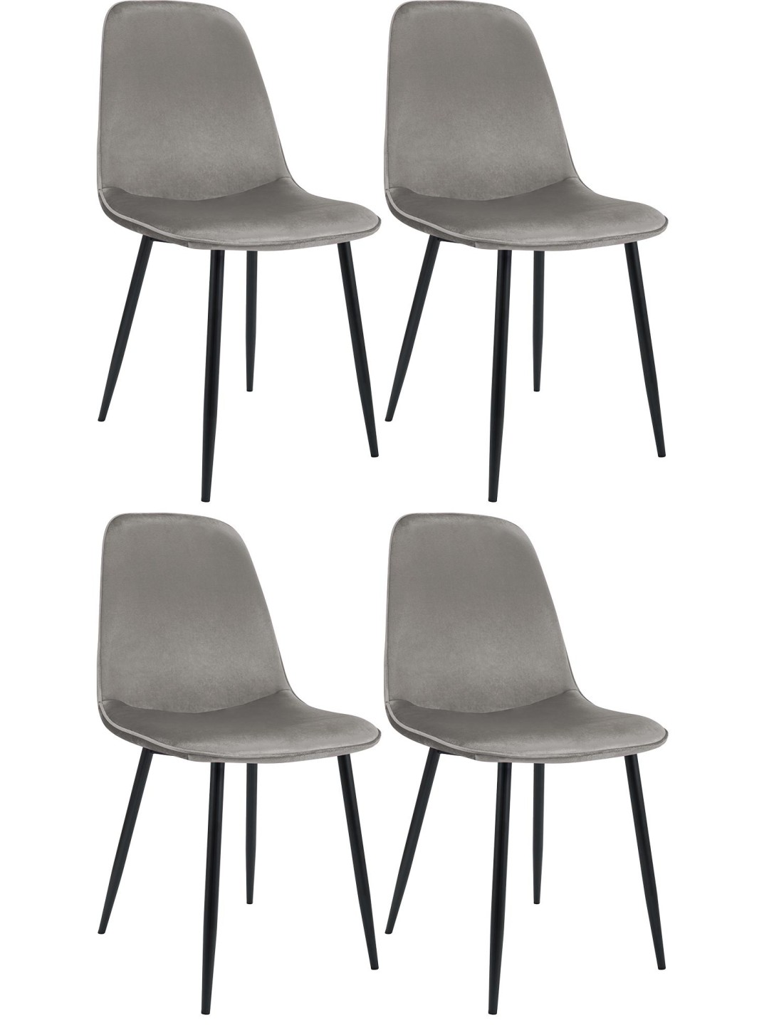 Set van 4 eetkamerstoelen Maryam fluweel, lichtgrijs