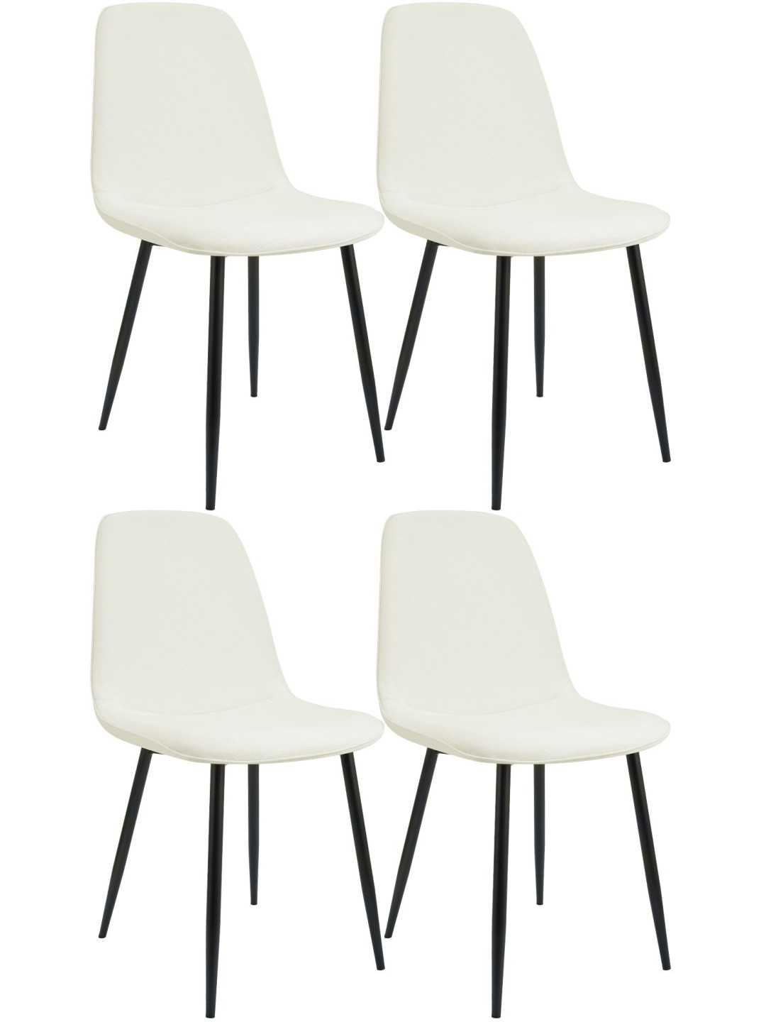 Set van 4 eetkamerstoelen Maryam stof, crème