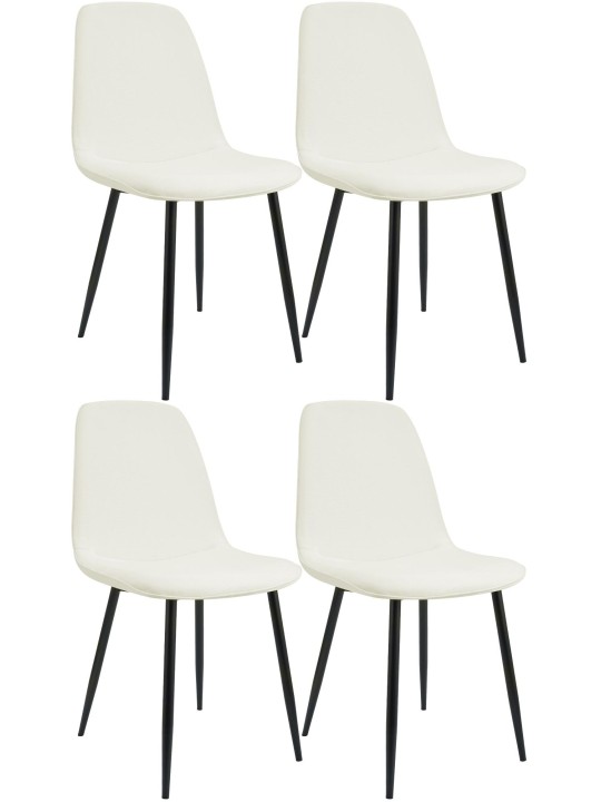 Set van 4 eetkamerstoelen Maryam stof, crème