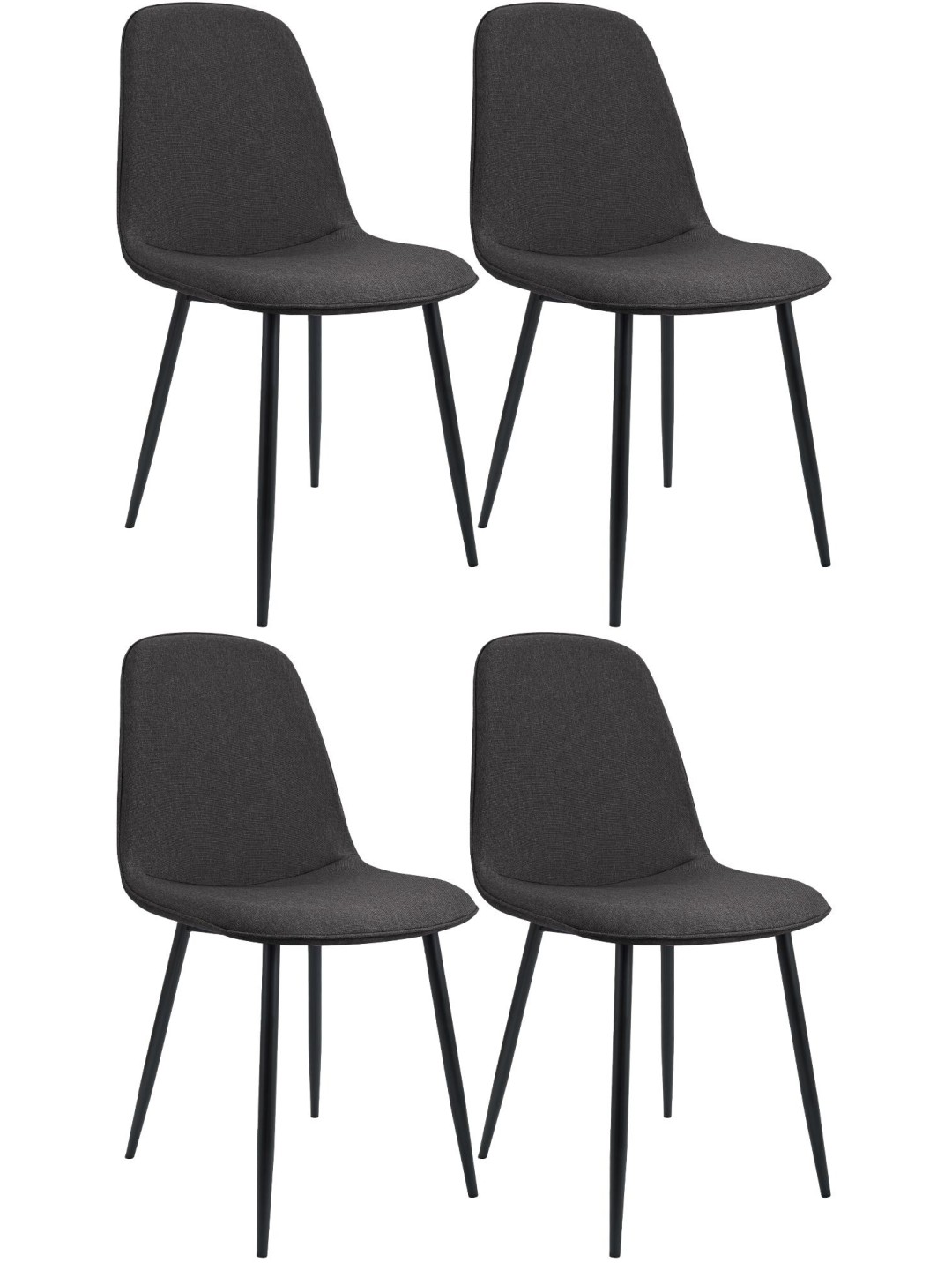 Set van 4 eetkamerstoelen Maryam stof, donkergrijs