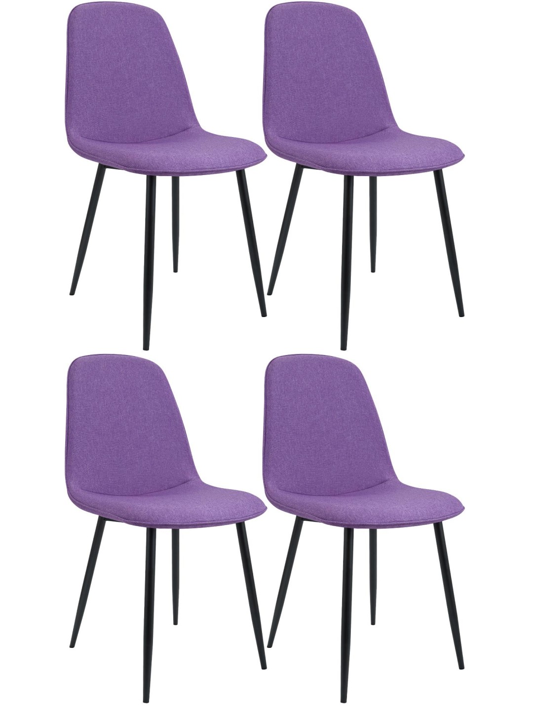 Set van 4 eetkamerstoelen Maryam stof, lila