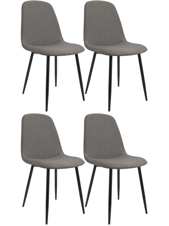Set van 4 eetkamerstoelen Maryam stof, lichtgrijs