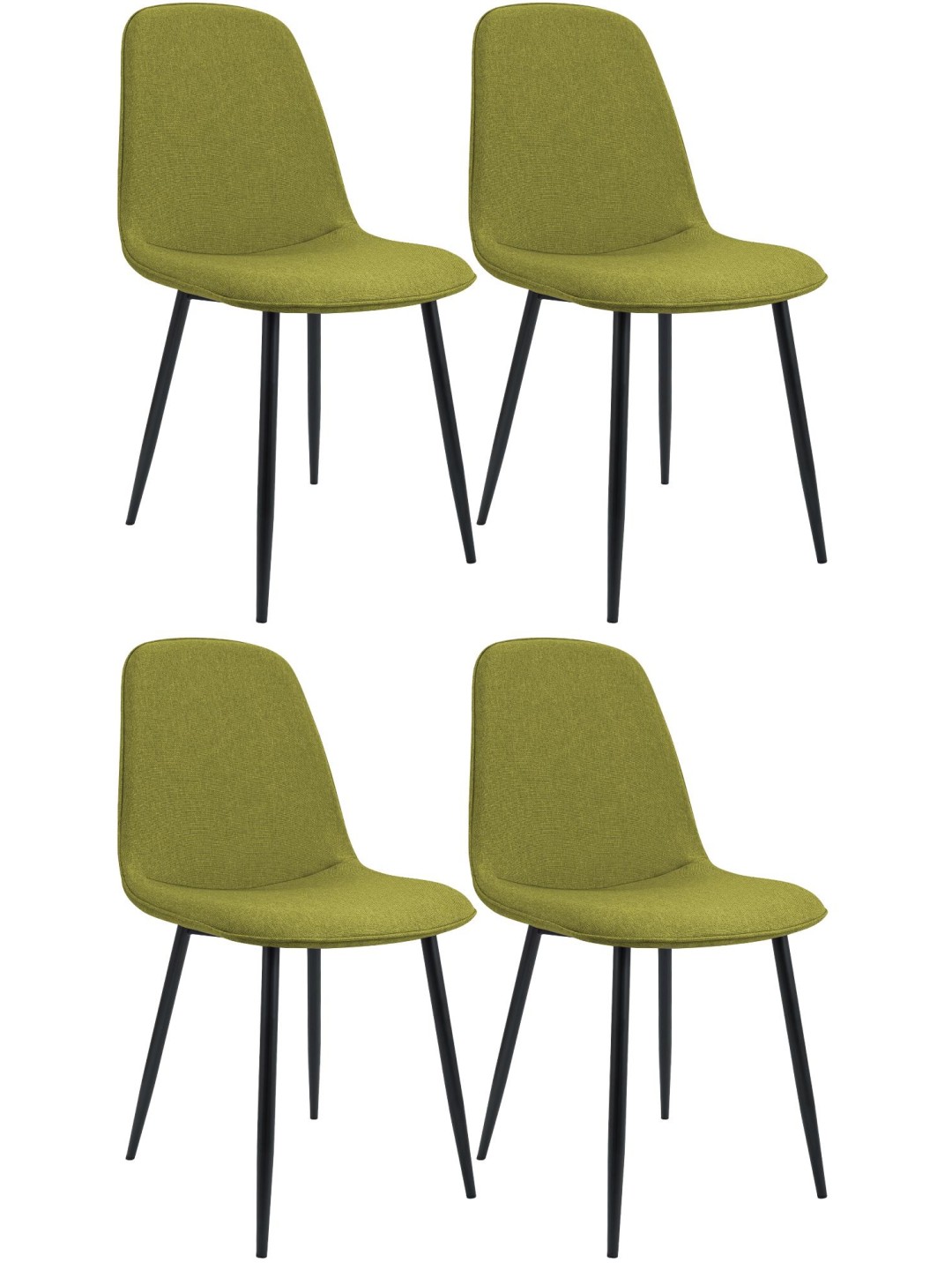 Set van 4 eetkamerstoelen Maryam stof, groen