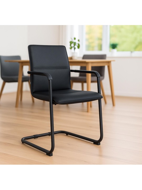 Set van 2 bezoekersstoelen Seattle, zwart/zwart Set van 2 bezoekersstoelen Seattle, zwart/zwart