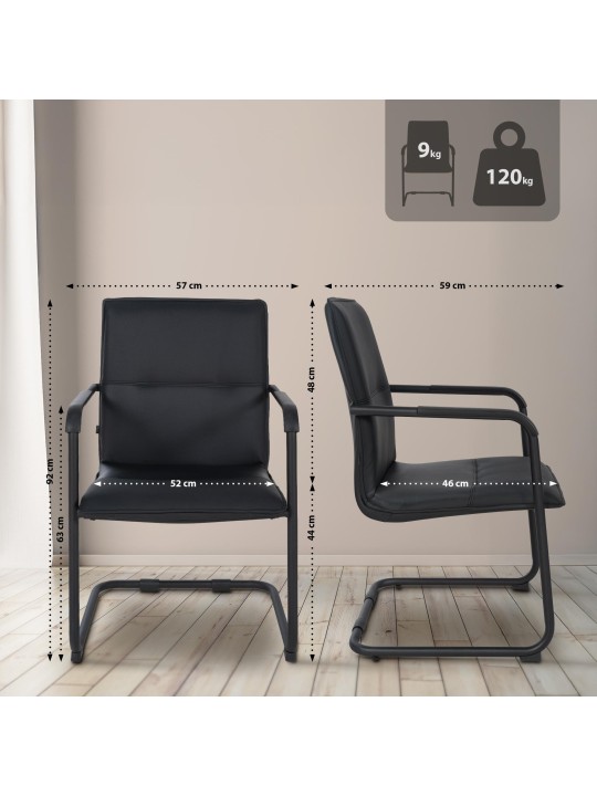 Set van 2 bezoekersstoelen Seattle, zwart/zwart Set van 2 bezoekersstoelen Seattle, zwart/zwart