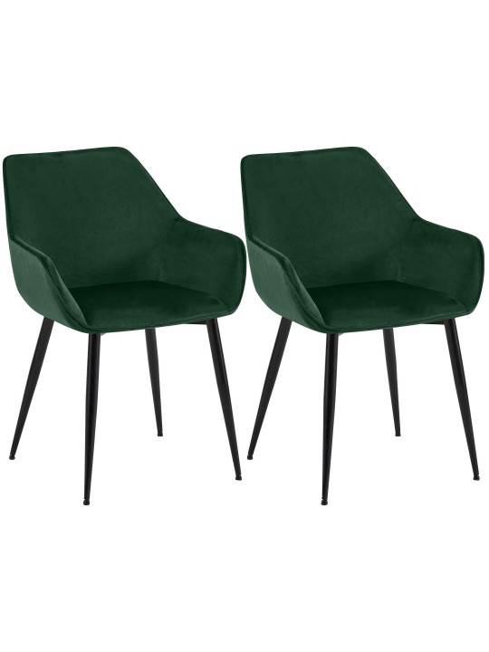 Set van 2 eetkamerstoelen Luena fluweel, groen