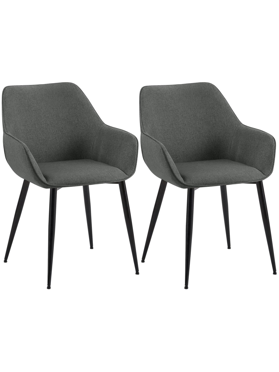 Set van 2 eetkamerstoelen Luena stof, donkergrijs