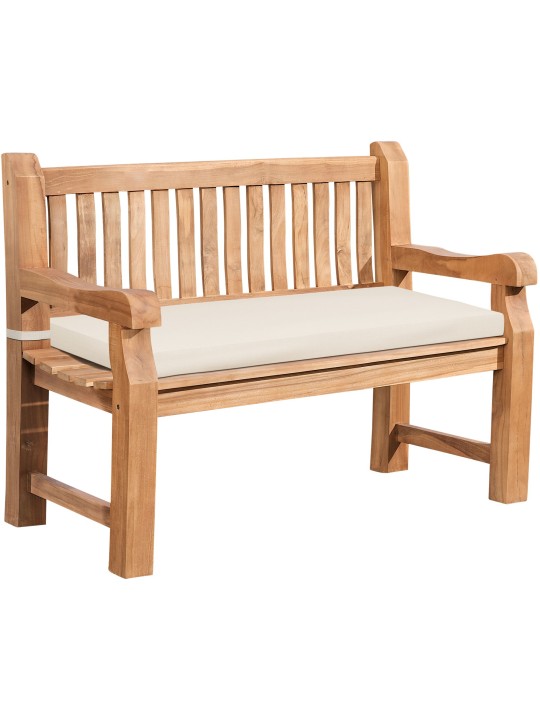Teakhouten bank Jackson met zitkussen 120 cm + teakhout, crème