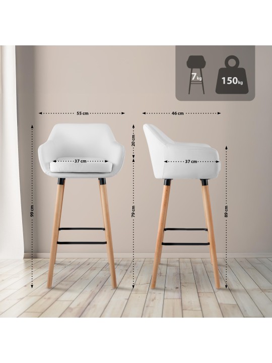 Barkruk Grant kunstleer, wit